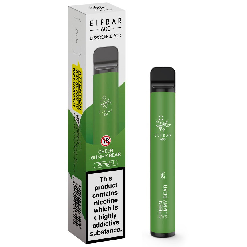 Elf Bar 600 Disposable Pod Device 20mg - Green Gummy Bear