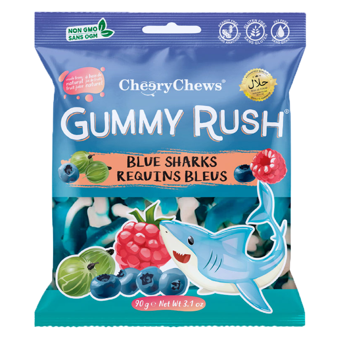 Cheery Chews Gummy Rush Blue Sharks (Box of 12)