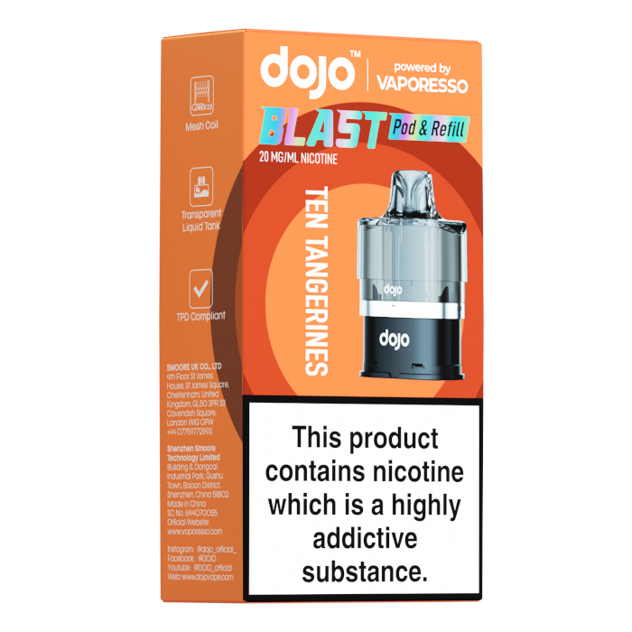 Vaporesso Dojo Blast 6000 Prefilled Pods Ten Tangerines