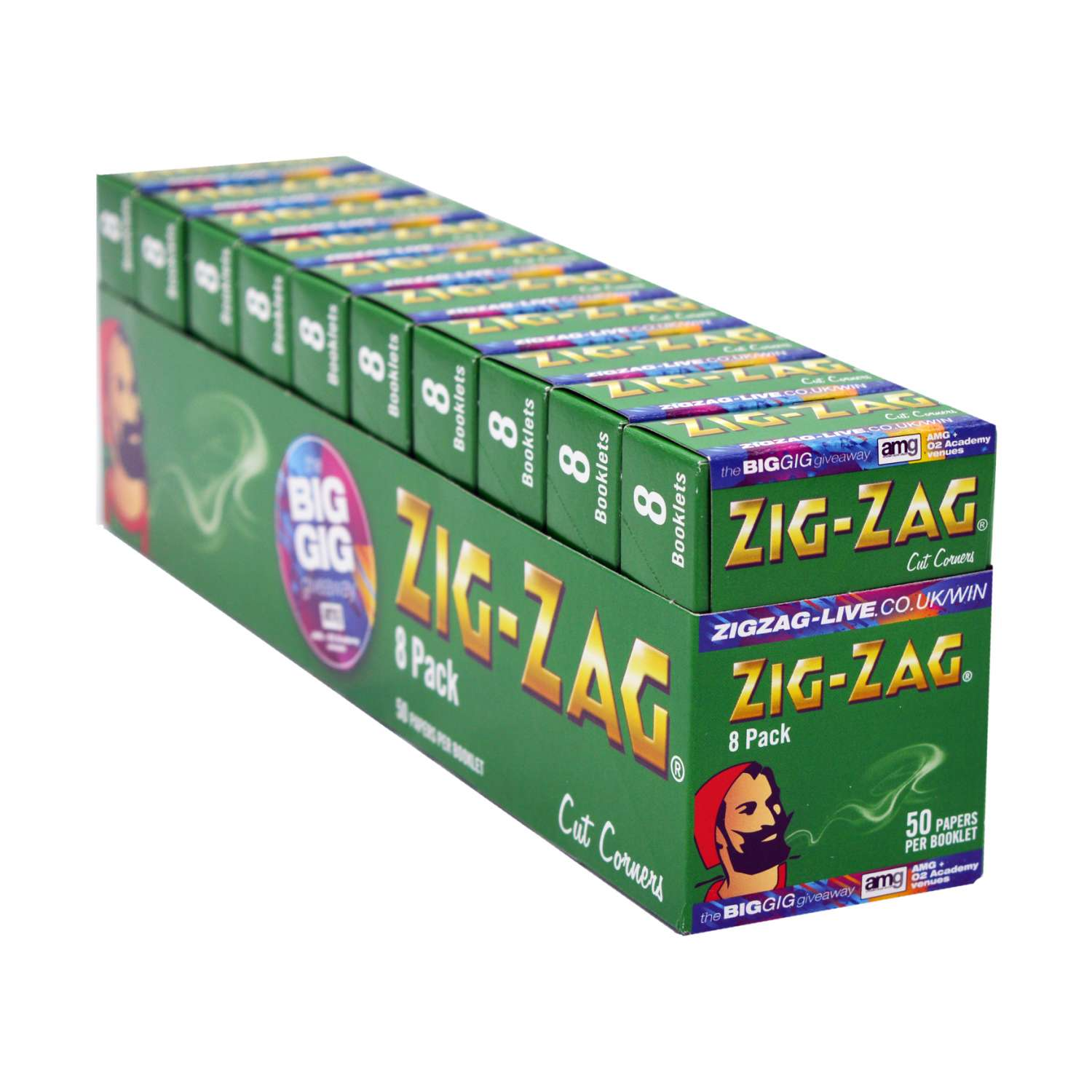ZIG-ZAG GREEN REGULAR ROLLING PAPERS (10 X 8)