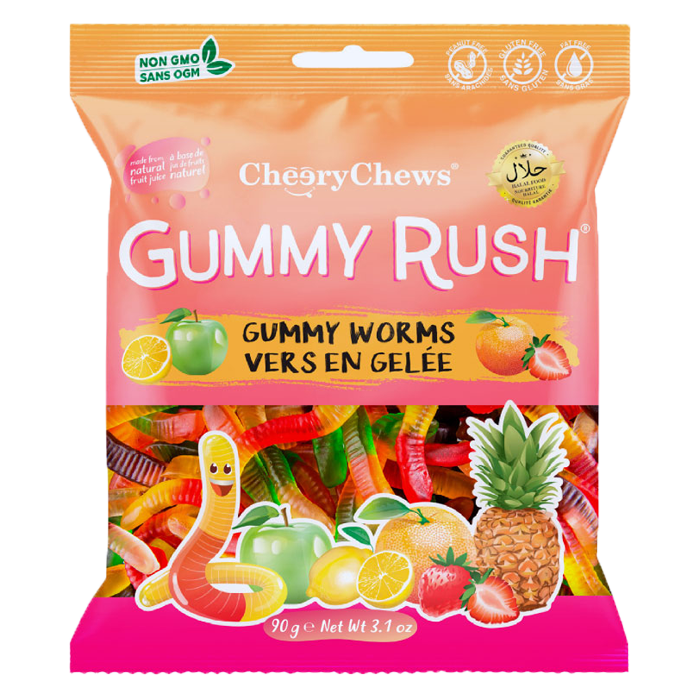 Cheery Chews Gummy Rush Gummy Worms (Box of 12)