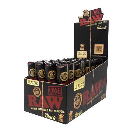 Raw Black King Size Pre-rolled Cones 32 Pack