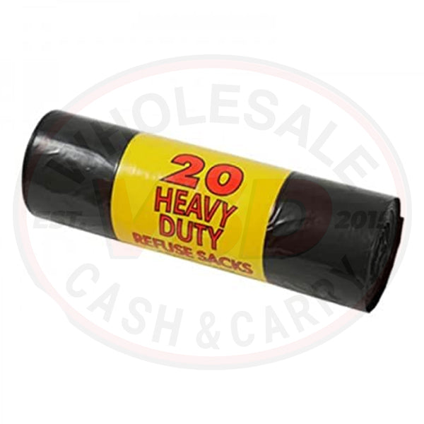 MD 20 Heavy Duty Refuse Sacks / Black Bags 20'sx10Rolls