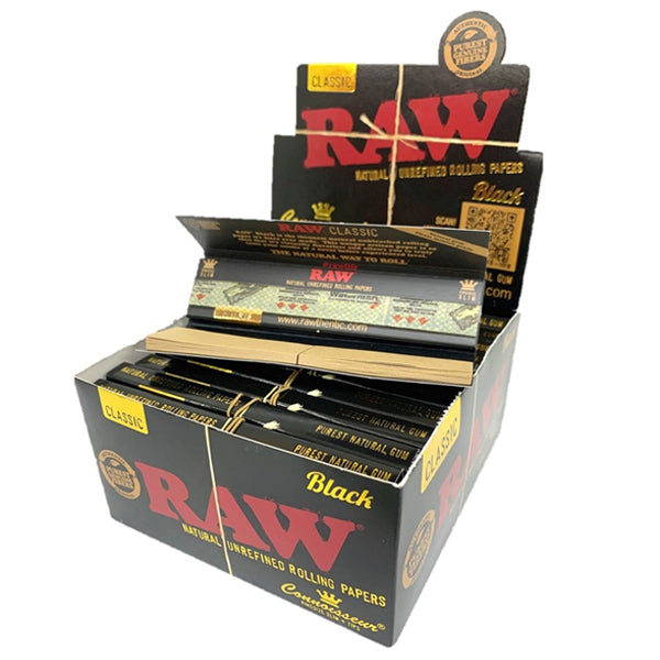 Raw Black King Size Slim Rolling Papers & Tips 24pk