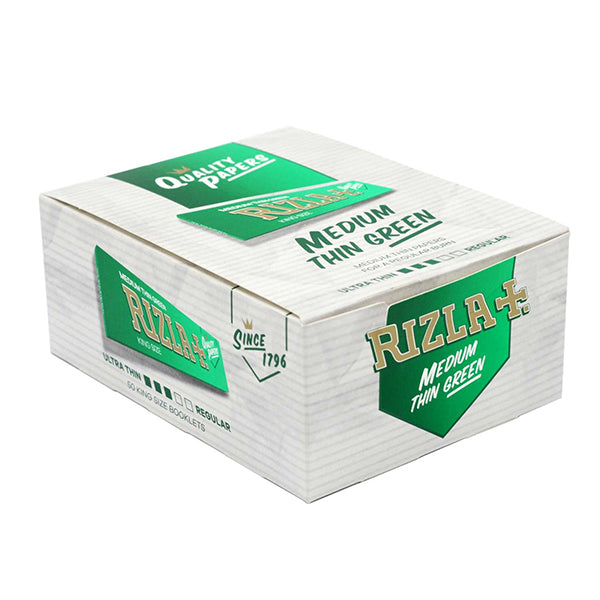 Rizla + Medium Thin Green Rolling Papers King Size (50 Pcs)