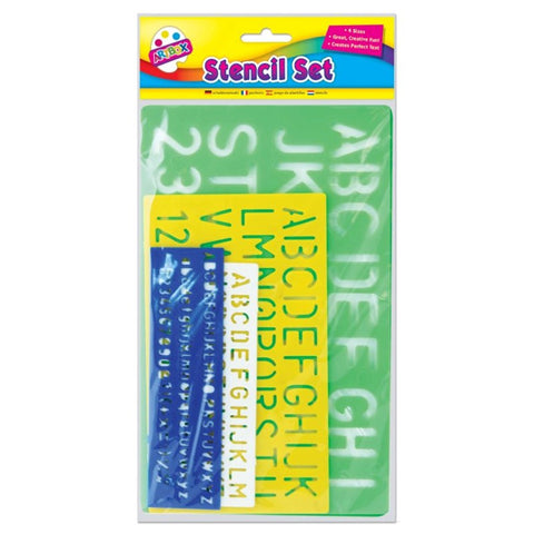 Artbox Stencil Set Assorted Colours 4pk