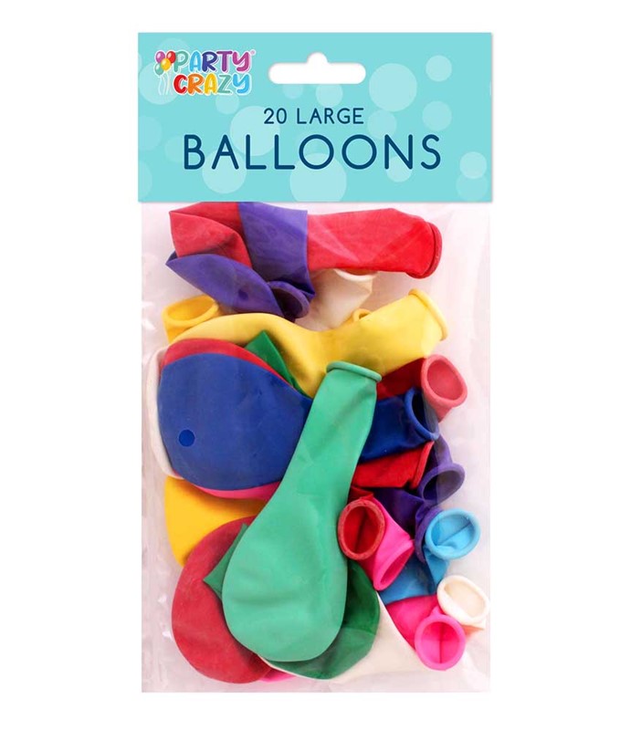 Party Crazy 9" Large Round Helium Balloons 20pk