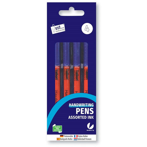 Just Stationery Blue Ink Hand Writing Pens 4pk