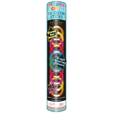 Party Crazy 20cm Glow Sticks 15pk