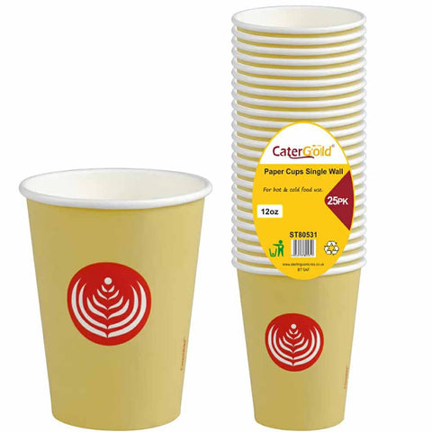 CaterGold Paper Cups S/W 12oz 25pk