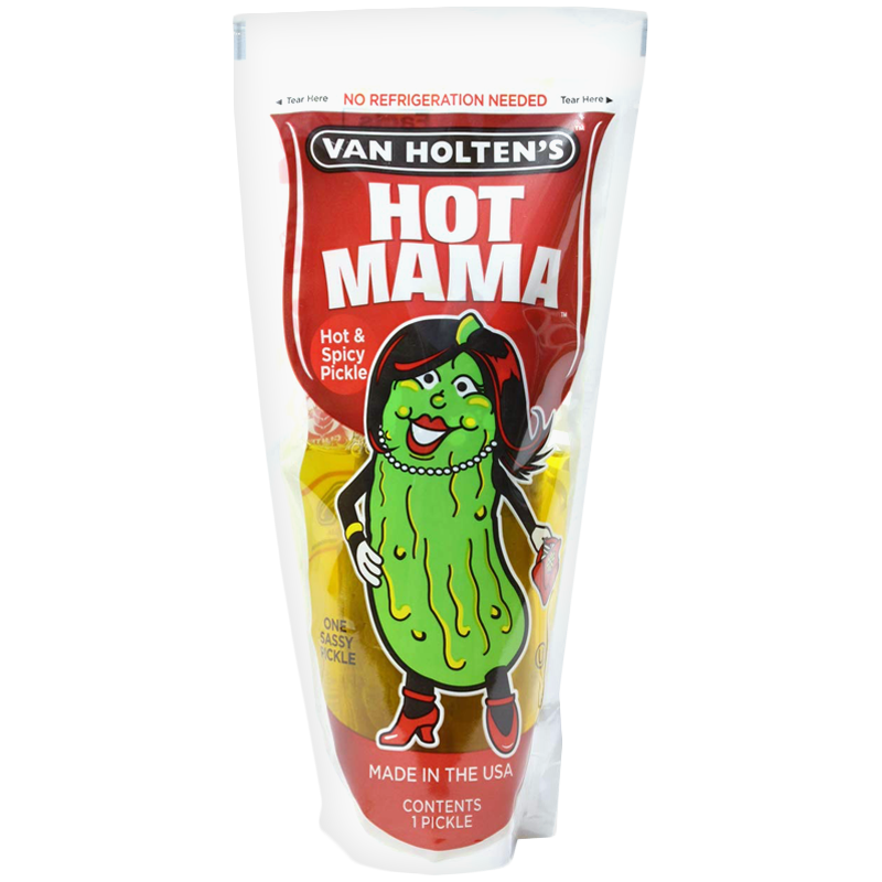 Van Holten's Hot Mama - Hot and Spicy Pickle in A Pouch - 12 Pack