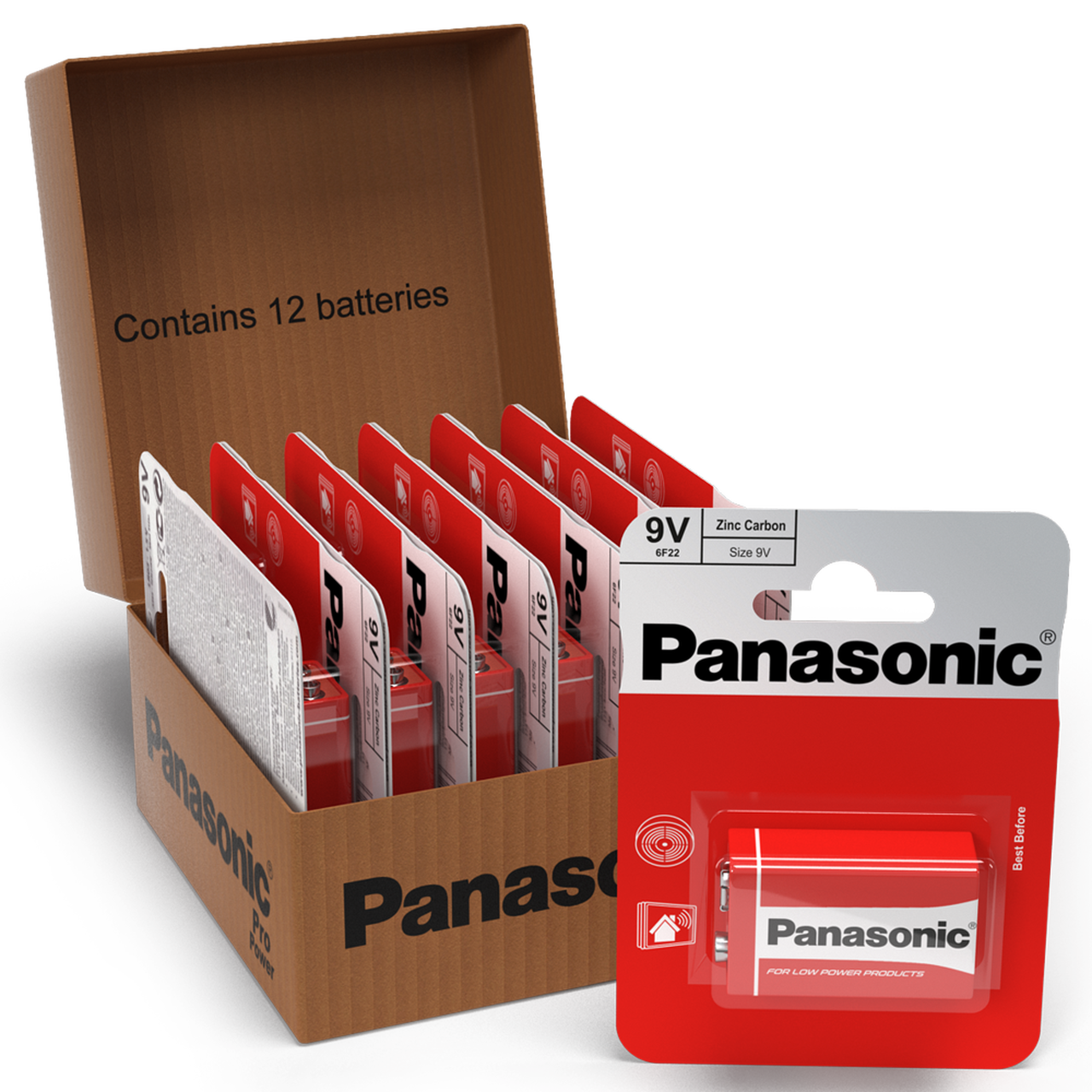Panasonic 9V Zinc Carbon Batteries (12pcs)