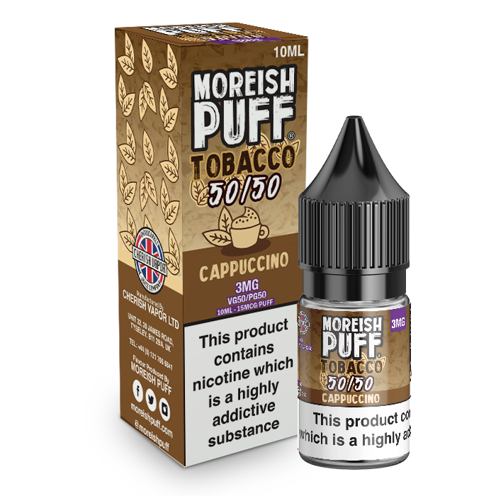 Moreish Puff Tobacco 50/50 Cappuccino Tobacco 10ml E-Liquid