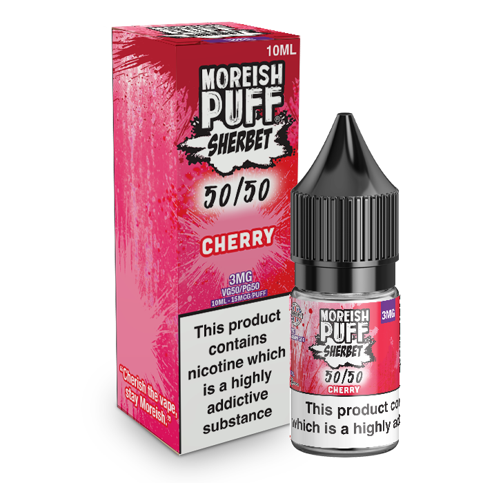 Moreish Puff Sherbet 50/50: Cherry Sherbet 10ml E-Liquid