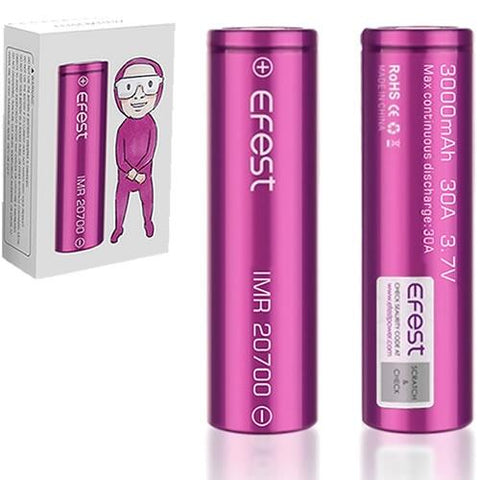 Efest IMR 20700 3.7V Batteries 30A 3100mAh 2pk