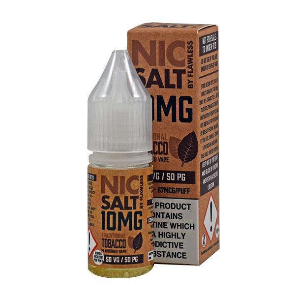 Flawless Traditional Tobacco 10mg 10ml Nic Salt E-Liquid