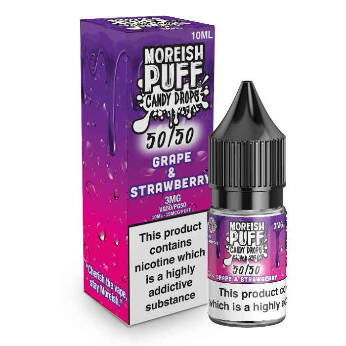 Moreish Puff Candy Drops 50/50: Grape and Strawberry Candy Drops 10ml E-Liquid