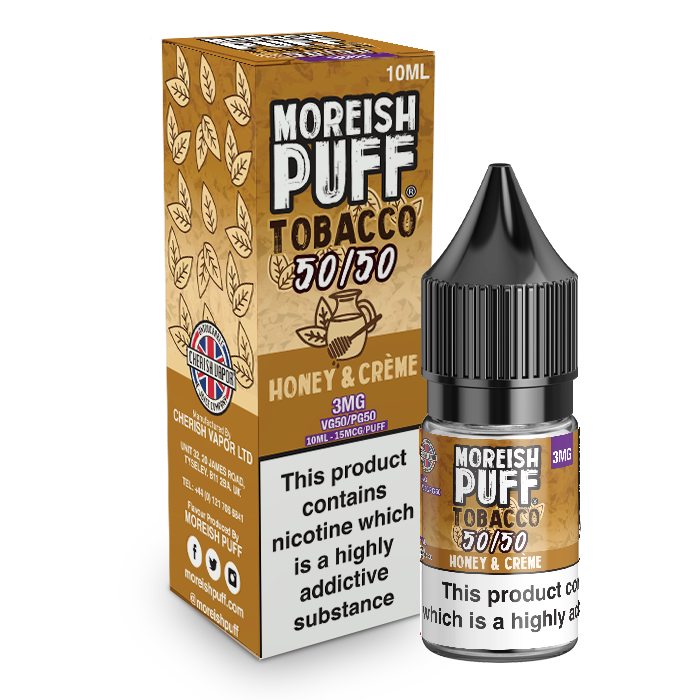 Moreish Puff Tobacco 50/50 Honey and Cream Tobacco 10ml E-Liquid