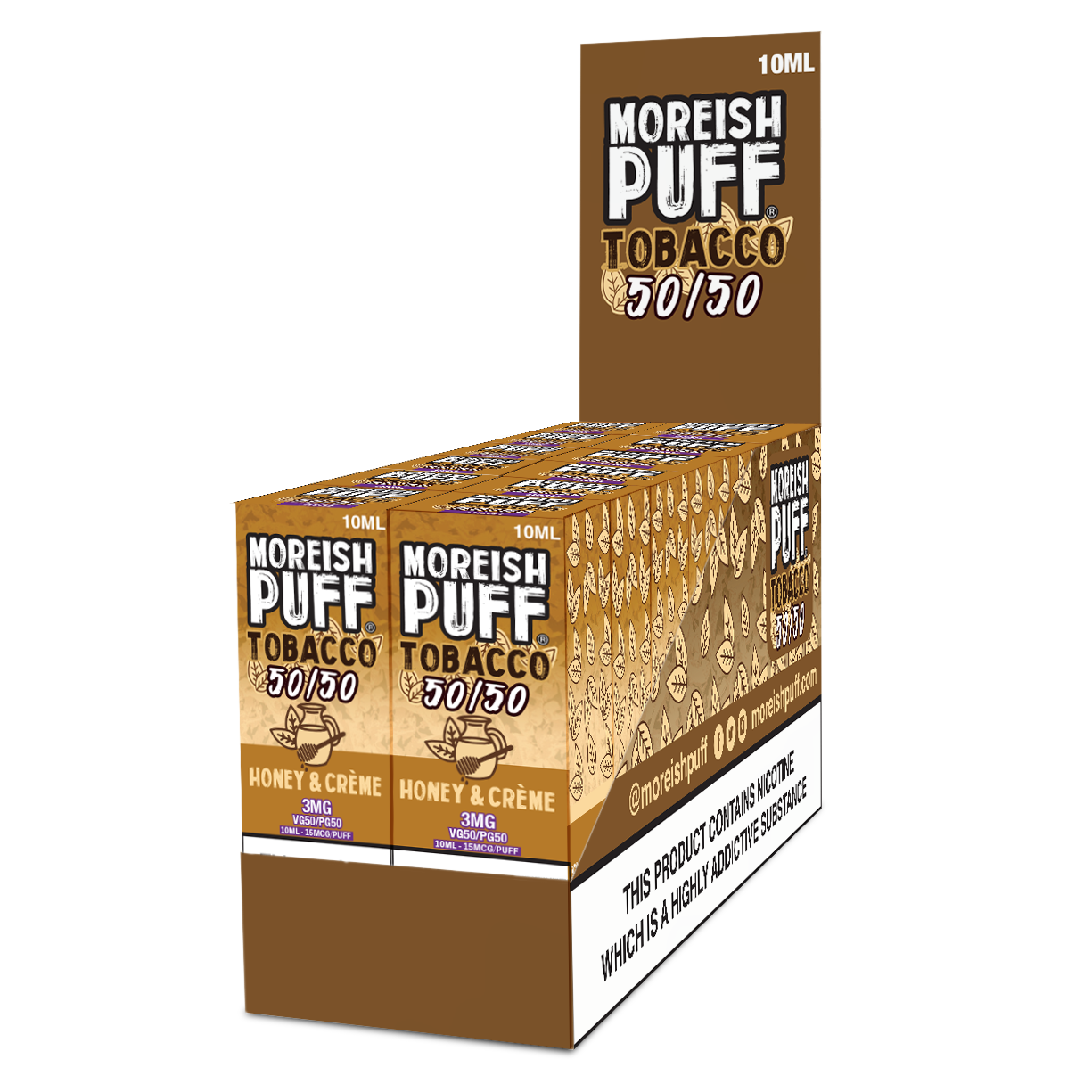 Moreish Puff Tobacco 50/50: Honey and Cream Tobacco 10ml E-Liquid