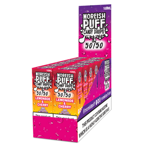 Moreish Puff Candy Drops 50/50 Lemonade and Cherry Candy Drops 10ml E-Liquid