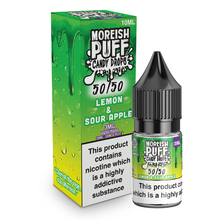 Moreish Puff Candy Drops 50/50 Lemon and Sour Apple Candy Drops 10ml E-Liquid