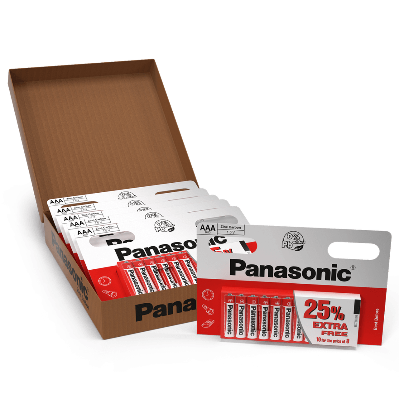 Panasonic AAA R03 Zinc Carbon Batteries (48pcs)