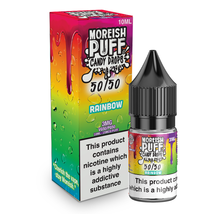 Moreish Puff Candy Drops 50/50: Rainbow Candy Drops 10ml E-Liquid