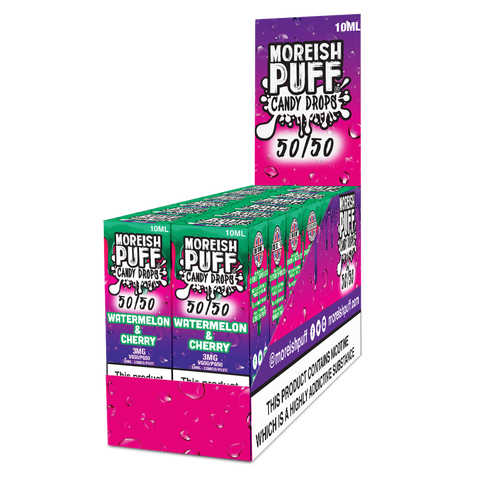 Moreish Puff Candy Drops 50/50 Watermelon and Cherry Candy Drops 10ml E-Liquid