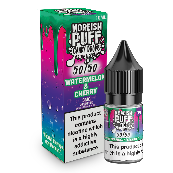 Moreish Puff Candy Drops 50/50 Watermelon and Cherry Candy Drops 10ml E-Liquid