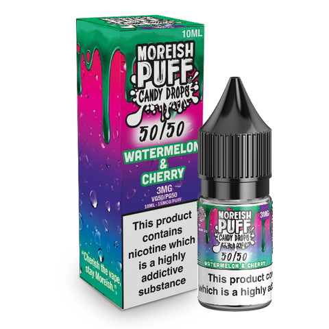 Moreish Puff Candy Drops 50/50 Watermelon and Cherry Candy Drops 10ml E-Liquid