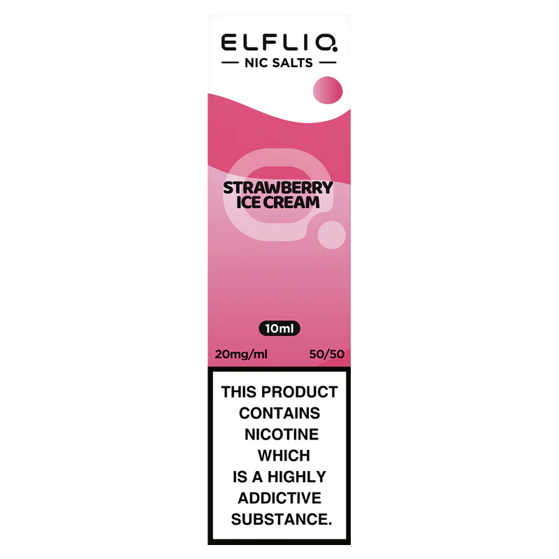 ELFLIQ Official Elf Bar Nic Salt 10ml Strawberry Snoww (Strawberry Ice Cream)