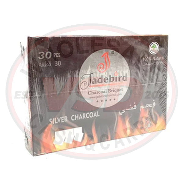 JadeBird Shisha Hookah Silver Charcoal 30pk