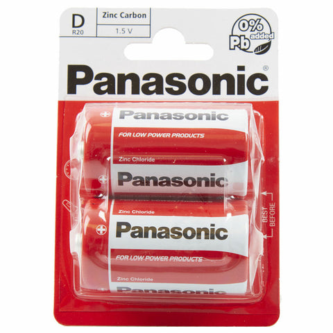 Panasonic D R20 Zinc Carbon Batteries 24pk