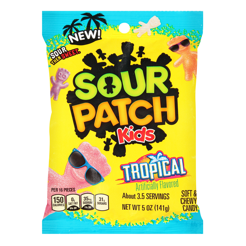 Sour Patch Kids Tropical 5oz PEG BAG - 12CT